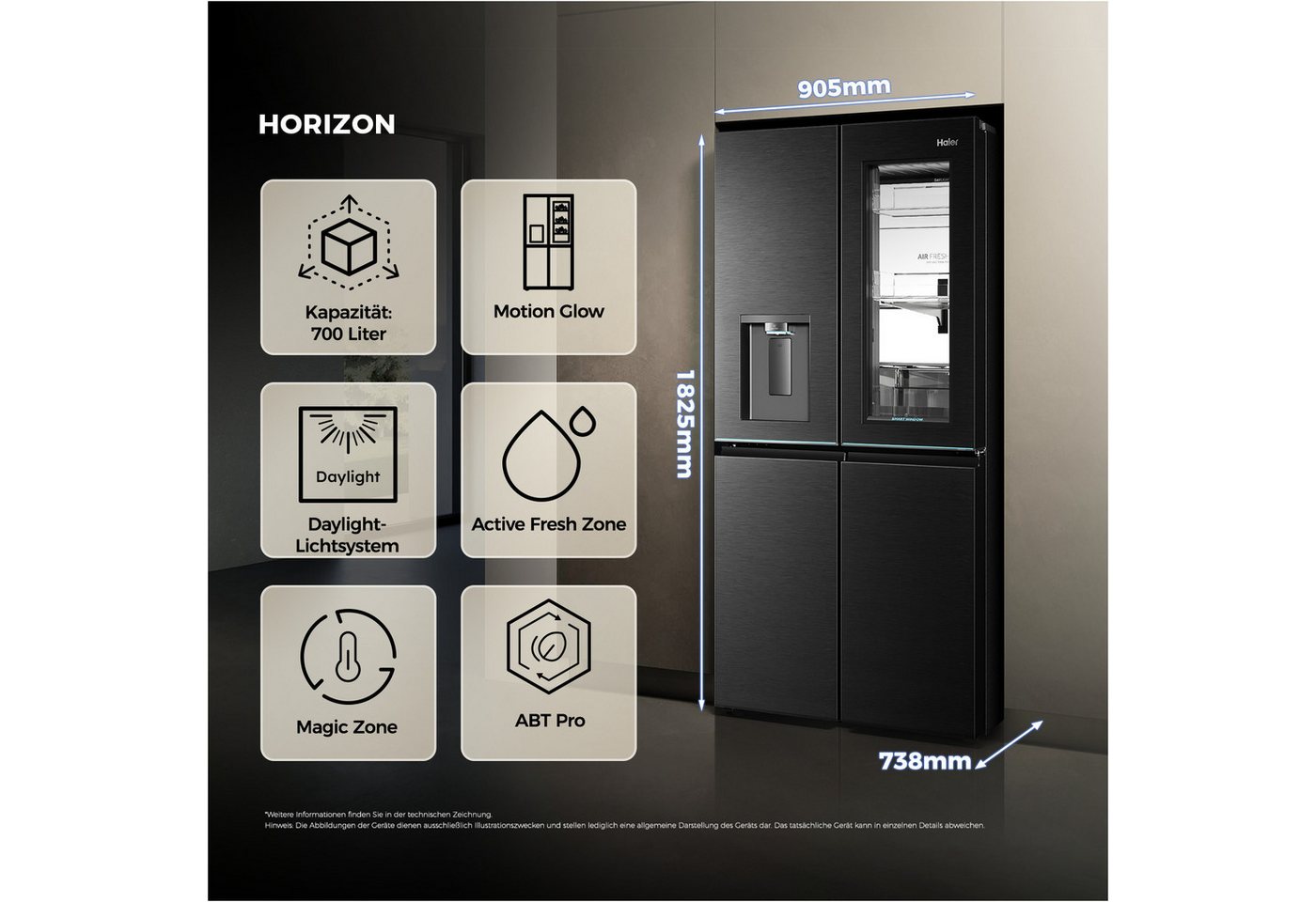 Haier Multi Door Horizon Collection HCW99F18DHMB, 182,5 cm hoch, 90,5 cm breit Bild 4