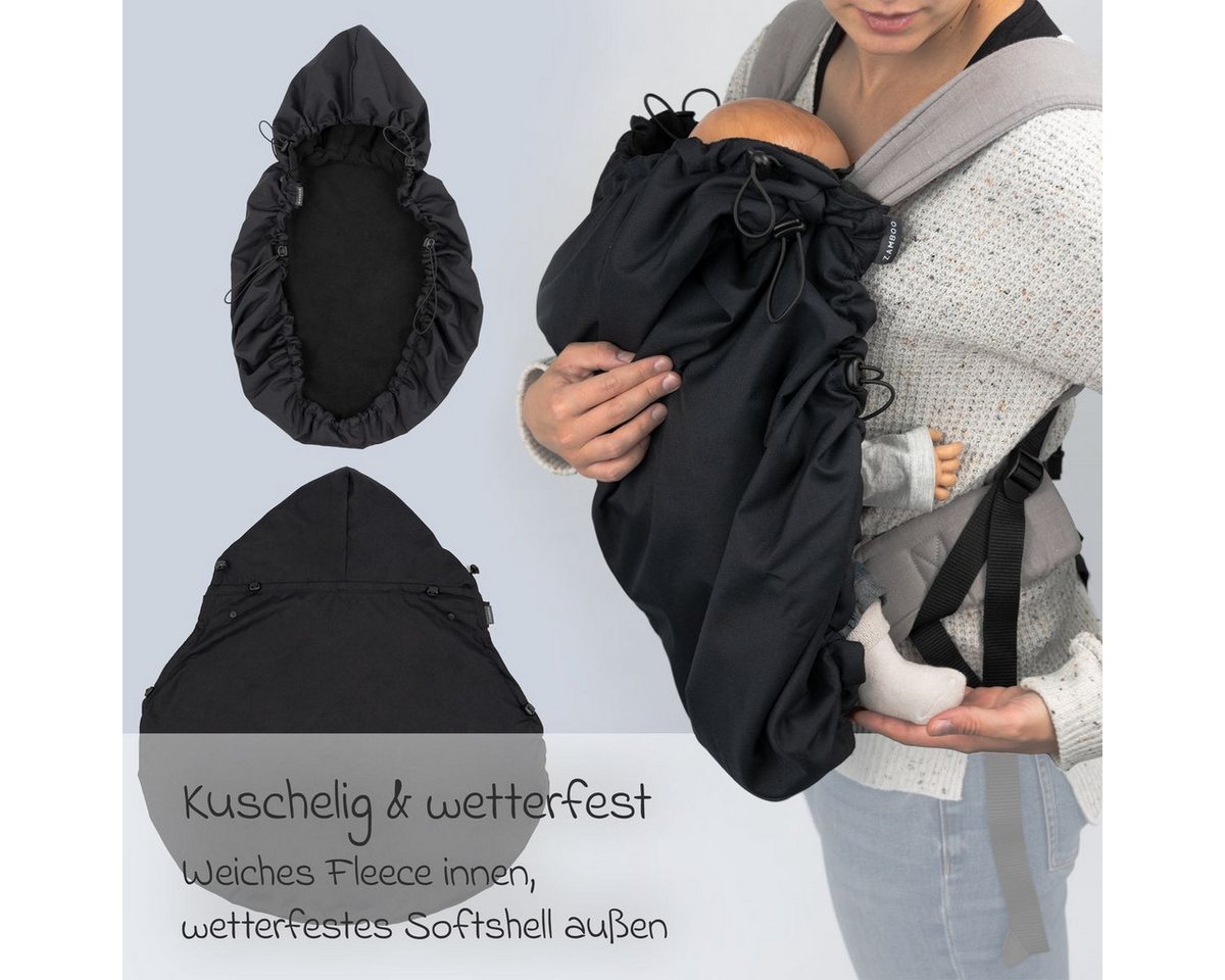 Zamboo Babytrage Schwarz, Universal Fleece Cover für Babytrage Bauchtrage Regen- & Wetterschutz