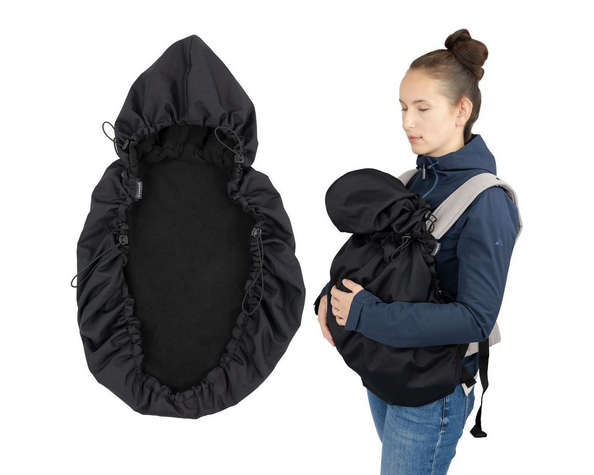Zamboo Babytrage Schwarz, Universal Fleece Cover für Babytrage Bauchtrage Regen- & Wetterschutz Bild 5
