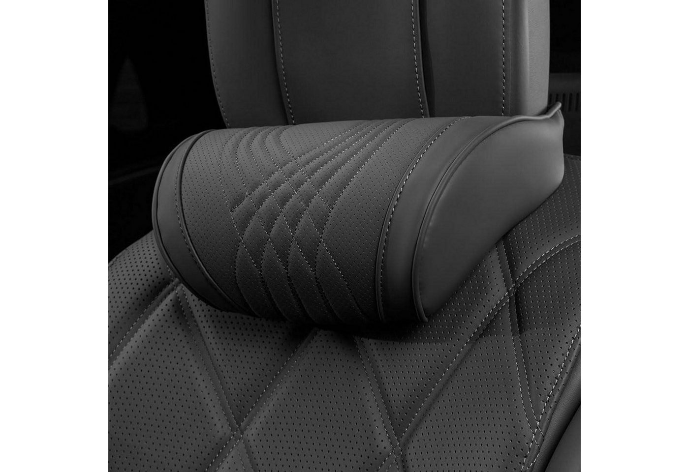 LuxusKollektion Autokopfstütze Nackenkissen Auto Memory Foam Kopfstütze verstellbar Black Neck 1 Pack