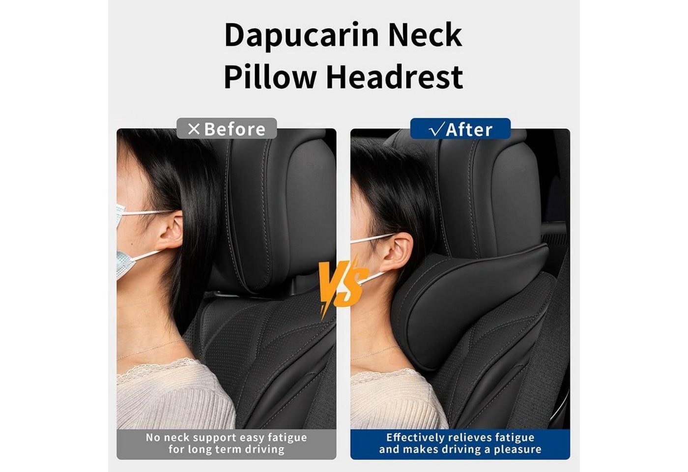 LuxusKollektion Autokopfstütze Nackenkissen Auto Memory Foam Kopfstütze verstellbar Black Neck 1 Pack Bild 5