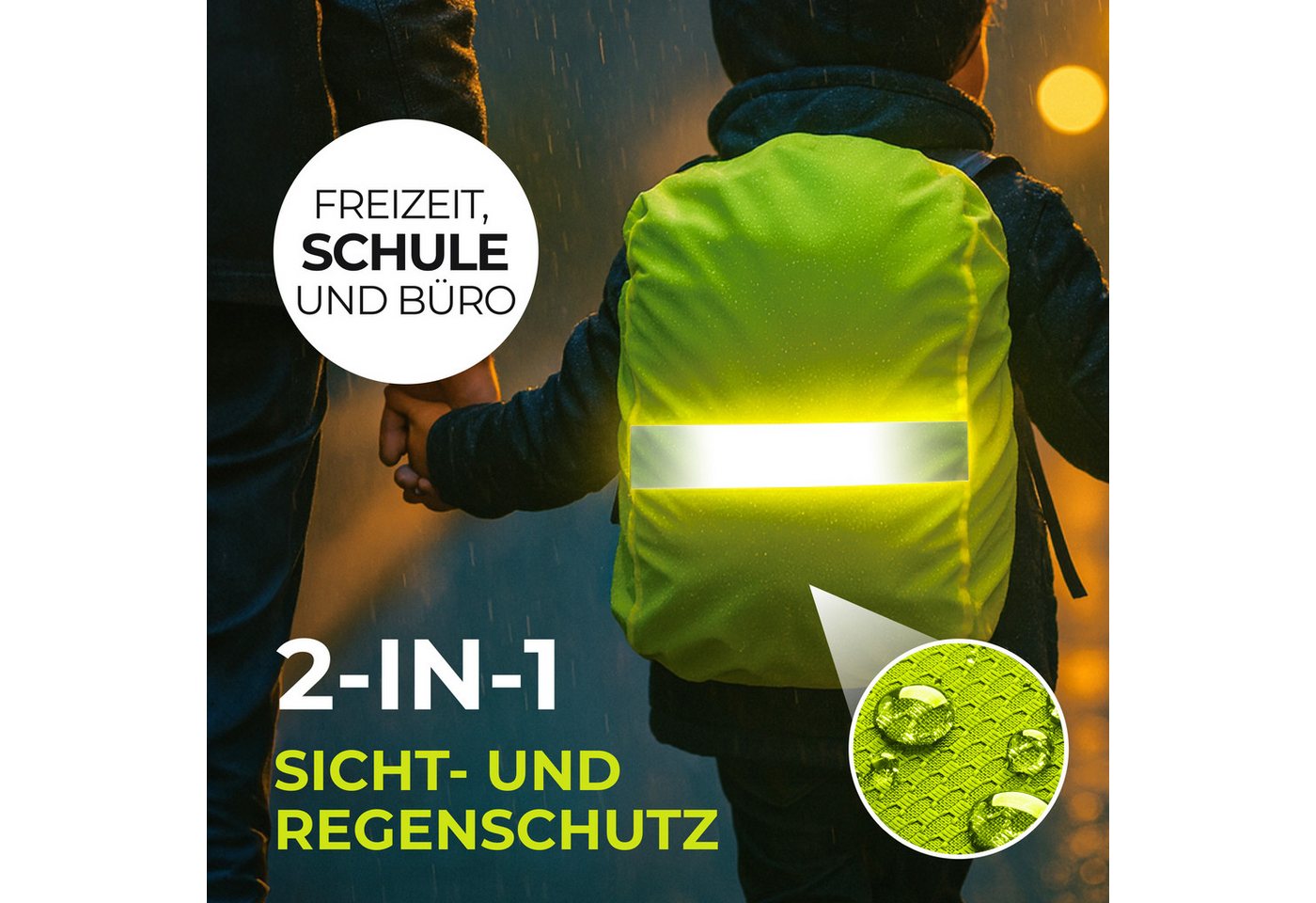 MOVOJA Rucksack-Regenschutz 55L Regenhülle für Rucksack, wasserdicht & reflektierend, wasserdicht, reflektierendes Cover, 55L