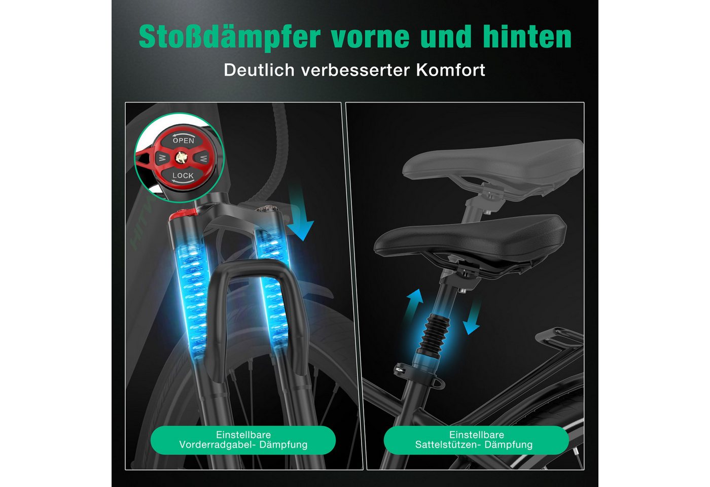 HITWAY E-Bike Cityrad, Trekkingrad, Mountainbike 27,5 Zoll E-Mountainbike 36V 12,8Ah, 50–80 km Reichweite NFC, 21 Gang shimano Schaltwerk, Kettenschaltung, Heckmotor, 460,8 Wh, E-MTB, Pedelec für Damen u. Herren mit APP NFC Bild 4