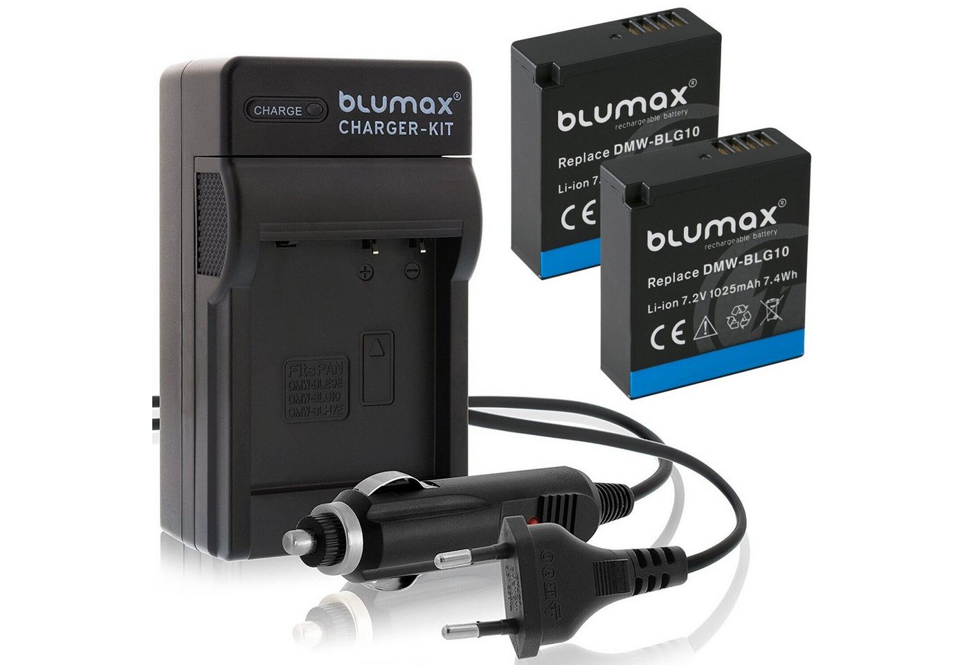 Blumax Set mit Lader für Panasonic DMW-BLG10 1025 mAh Kamera-Akku Bild 4