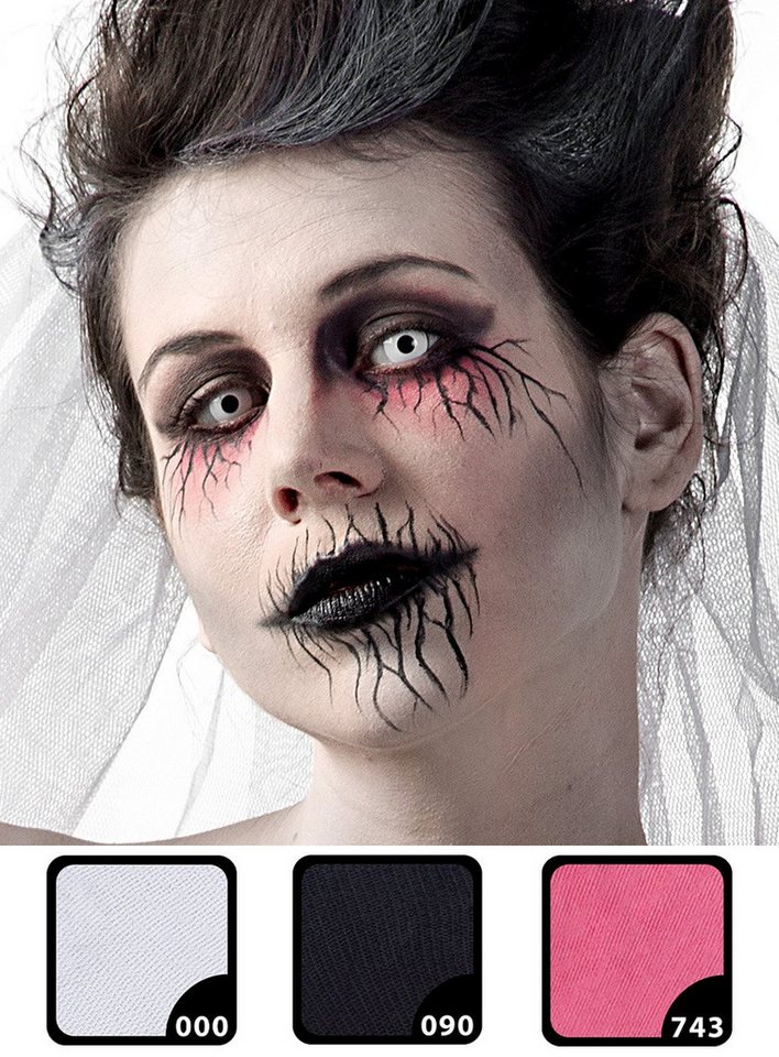 Maskworld Theaterschminke Make-up Set Geisterbraut, Halloween Schminkset mit perfekt abgestimmten Komponenten Bild 4