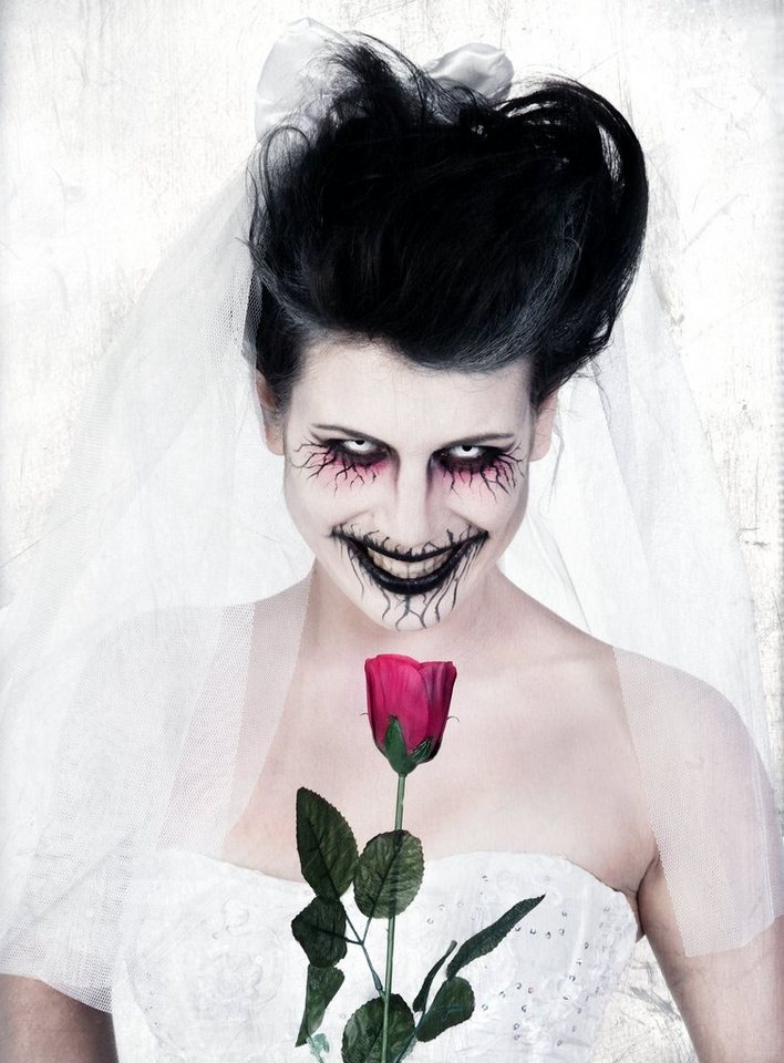 Maskworld Theaterschminke Make-up Set Geisterbraut, Halloween Schminkset mit perfekt abgestimmten Komponenten Bild 5