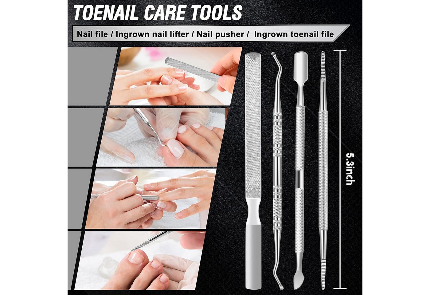 Fyrove Maniküre-Pediküre-Set Pediküre Set 7 in 1 mit Zehennagelknipser,360° drehbarer Nagelknipser, Edelstahl superscharfe gebogene Klingen kosmetische Nagelwerkzeuge, Nagelpflege Set für dicke Nägel mit Aufbewahrungstasche Bild 4