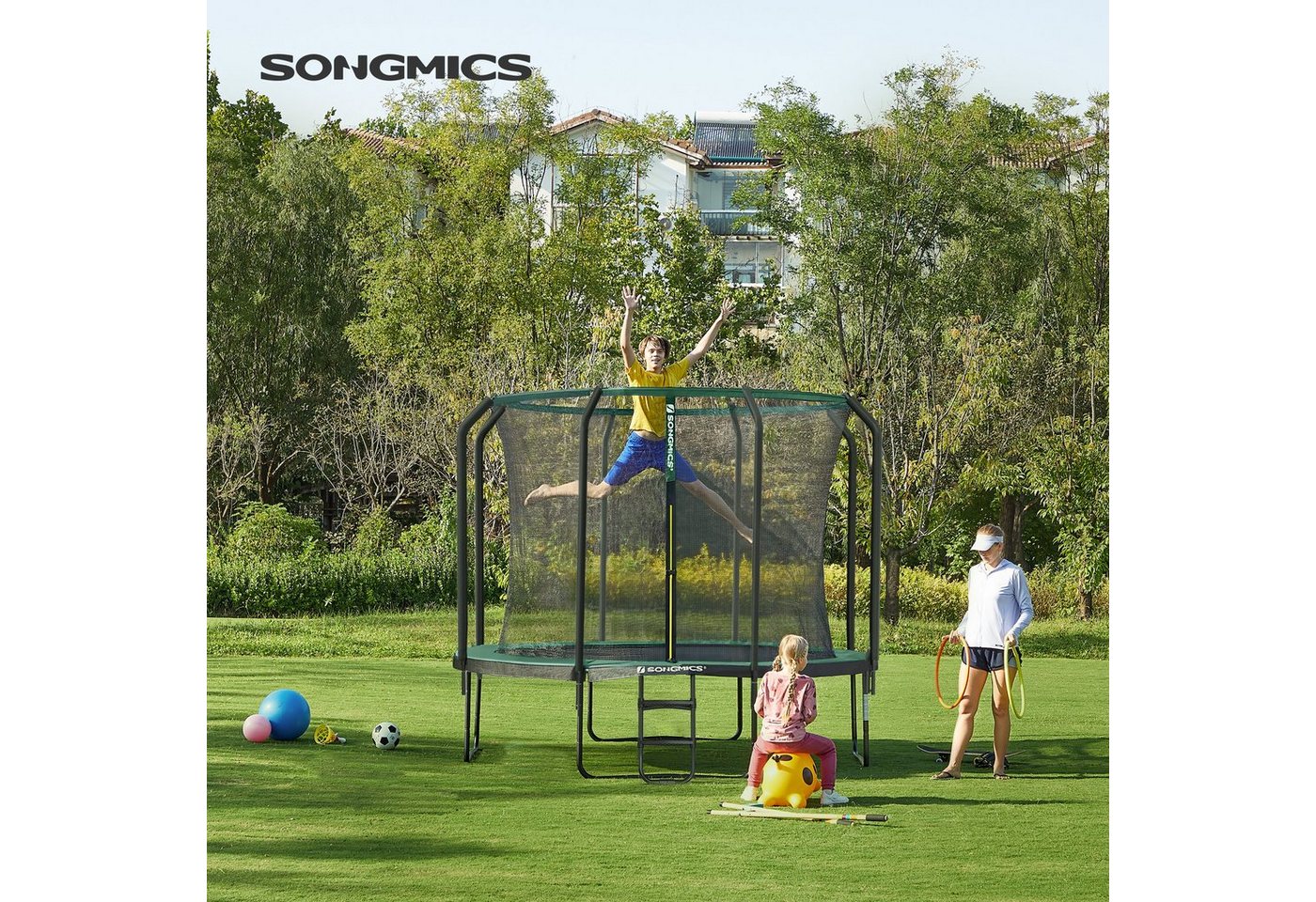 SONGMICS Gartentrampolin Ø 305/366 cm Trampolin, Ø 366 cm, gepolstertes Gestell Bild 3