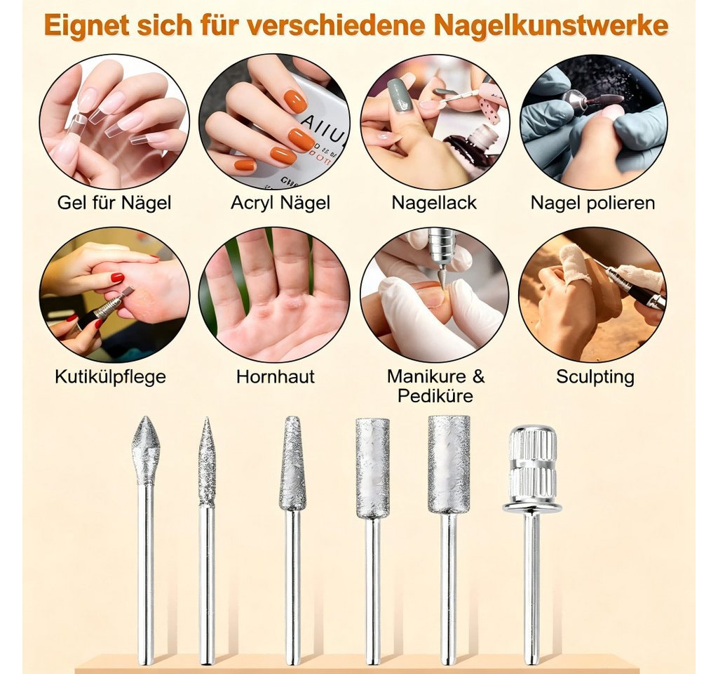 Toomoke Maniküre-Pediküre-Set Profi Nagelfräser Elektrisch 35000 U/min, Nagelfeile für Gelnägel Acryl UV Gel Maniküre Pediküre, mit Fußpedal & Fräseraufsätzen Bild 3