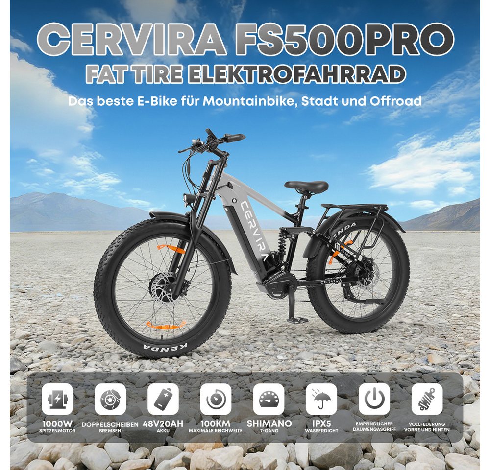 PixelPilot E-Bike Elektrofahrrad Fatbike 250W 48V 20Ah Akku, Shimano 7-Gang, Hydraulisch, 7 Gang, Heckmotor, 960 Wh Bild 3