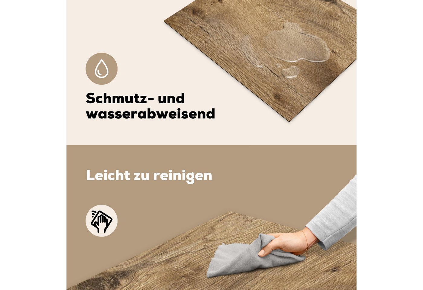 MuchoWow Herd-Abdeckplatte Holz - Braun - Holzoptik/print, Vinyl, (1 tlg), Abdeckung Induktionskochfeld Schutzmatte, Küche Deko, 65x52 cm Bild 4