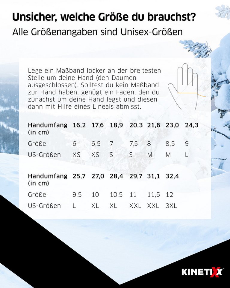 Kinetixx Fahrradhandschuhe Winddichte Winter-Radhandschuhe Leevi, KinetiXx (in schwarz oder gelb) Anatomische Passform, Grip, Atmungsaktiv, Kälteschutz, Winddicht