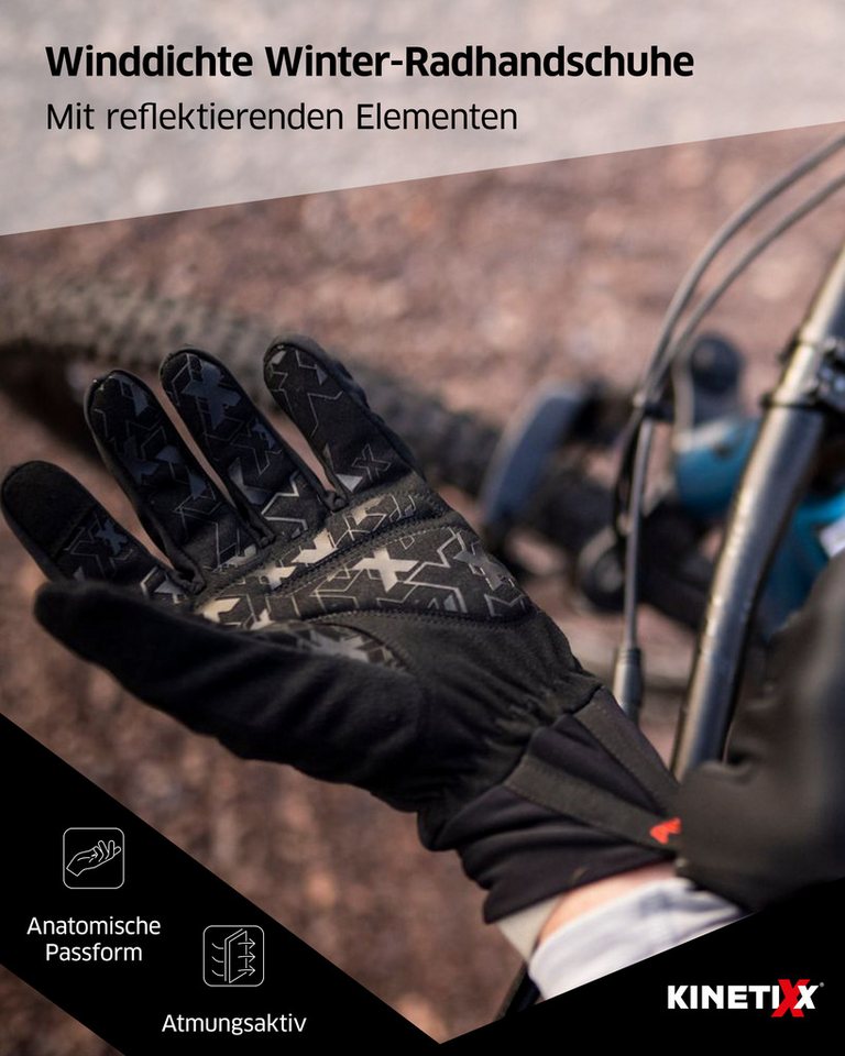 Kinetixx Fahrradhandschuhe Winddichte Winter-Radhandschuhe Leevi, KinetiXx (in schwarz oder gelb) Anatomische Passform, Grip, Atmungsaktiv, Kälteschutz, Winddicht Bild 3