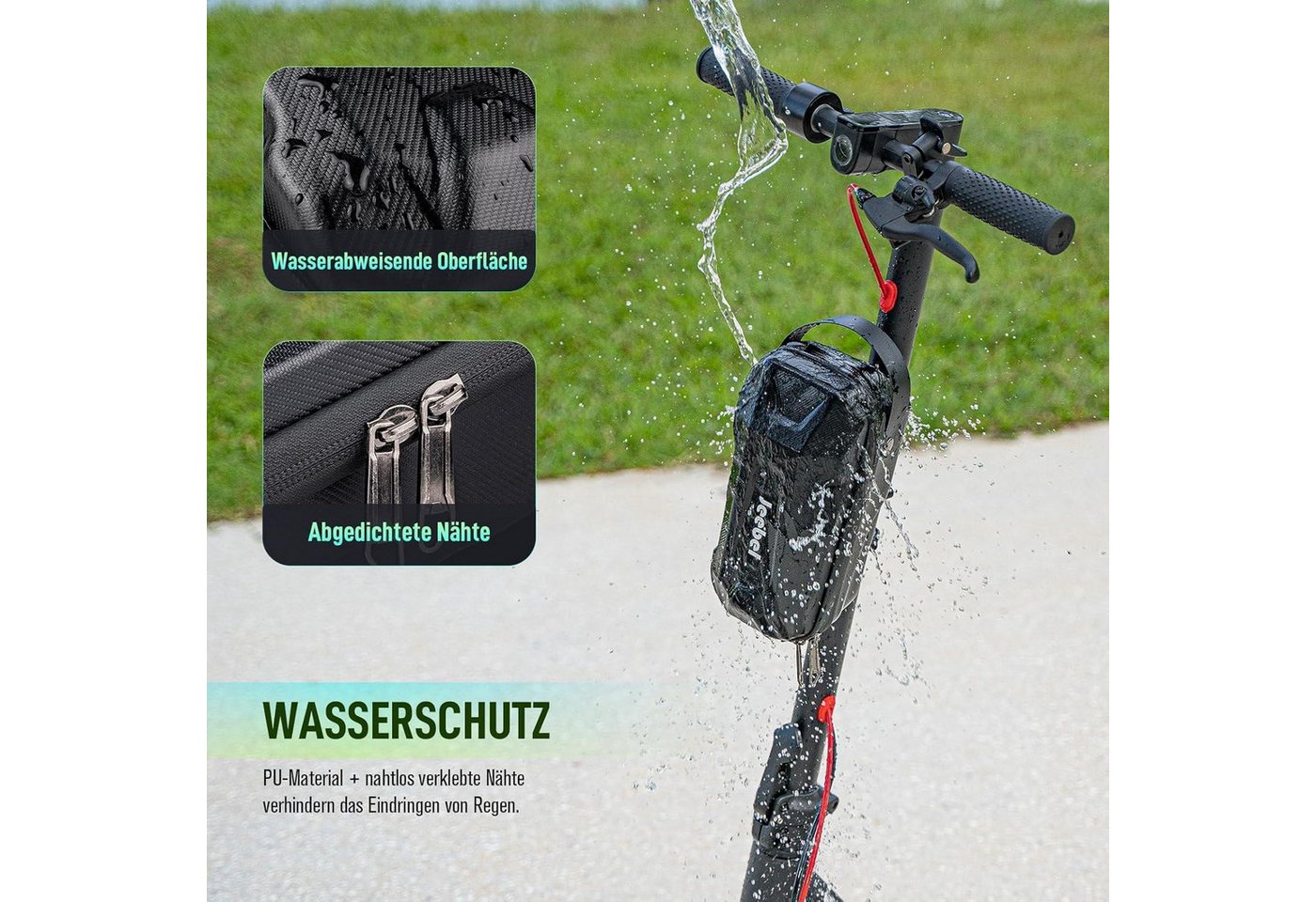 LuxusKollektion Fahrradständer Scooter Lenkertasche wasserdicht Elektroroller Kopfgriff Vorne