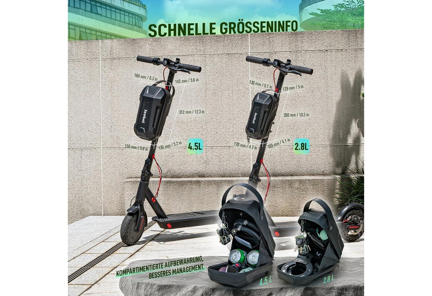 LuxusKollektion Fahrradständer Scooter Lenkertasche wasserdicht Elektroroller Kopfgriff Vorne Bild 3