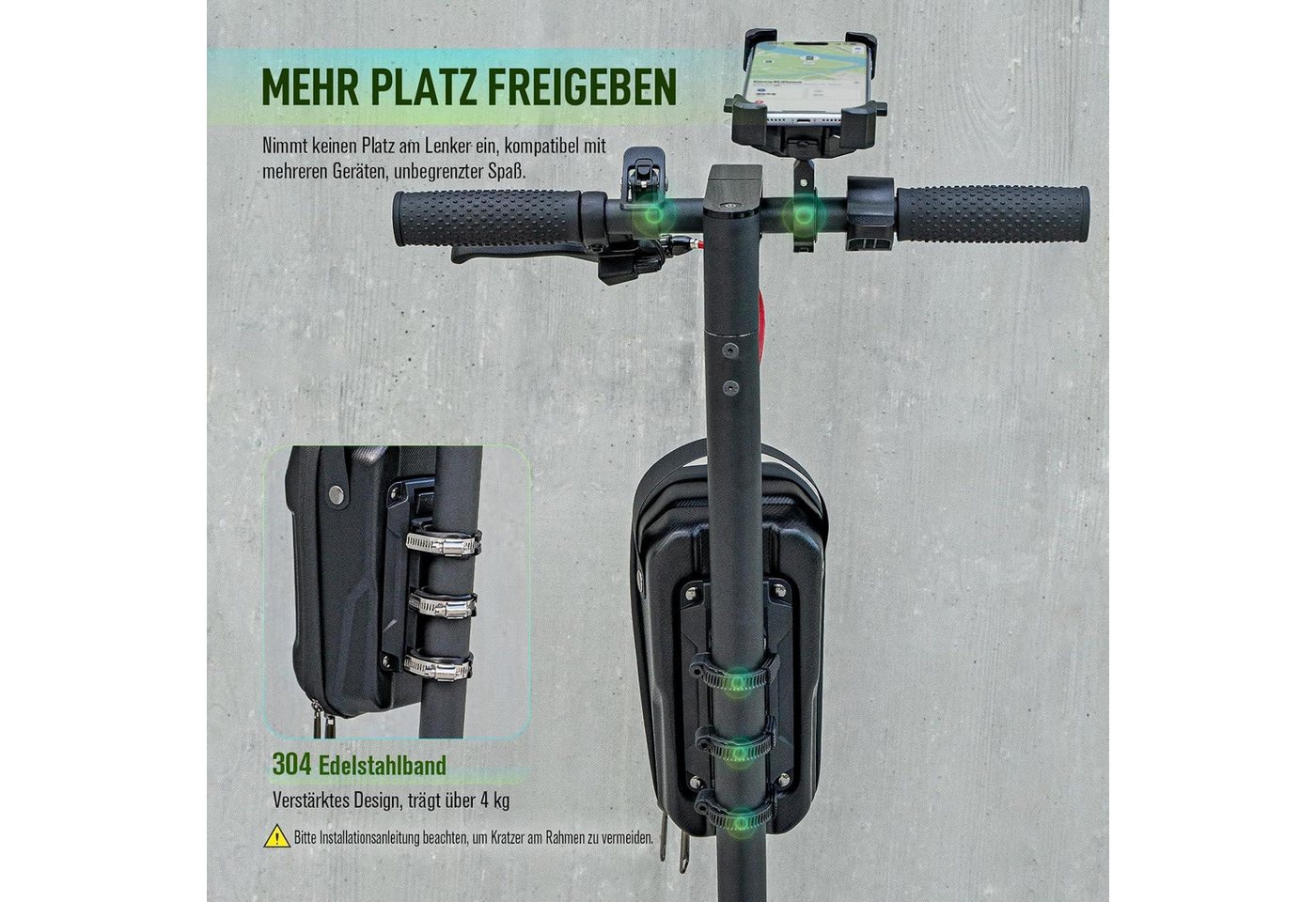LuxusKollektion Fahrradständer Scooter Lenkertasche wasserdicht Elektroroller Kopfgriff Vorne Bild 5