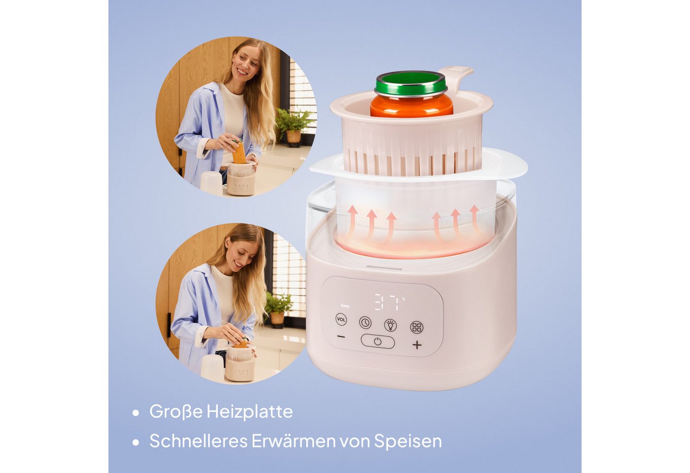 lionelo Babyflaschenwärmer THERMUP 4.0, Herausnehmbarer Behälter/6 Modi/400 W/Nachtlicht Bild 5