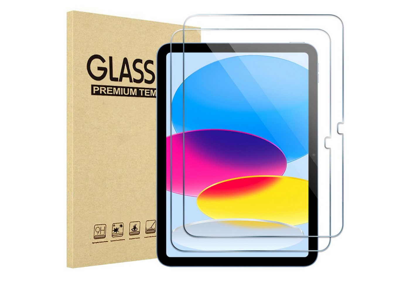 Toomoke Schutzfolie Panzerglas für iPad 10. Generation 2022, Displayschutz, (9H Härte 2.5D [Hohe Auflösung][Anti-Bläschen][Anti-Kratzen), Schutzfolie Kompatibel mit iPad 10. Generation 10,9 Zoll Bild 2
