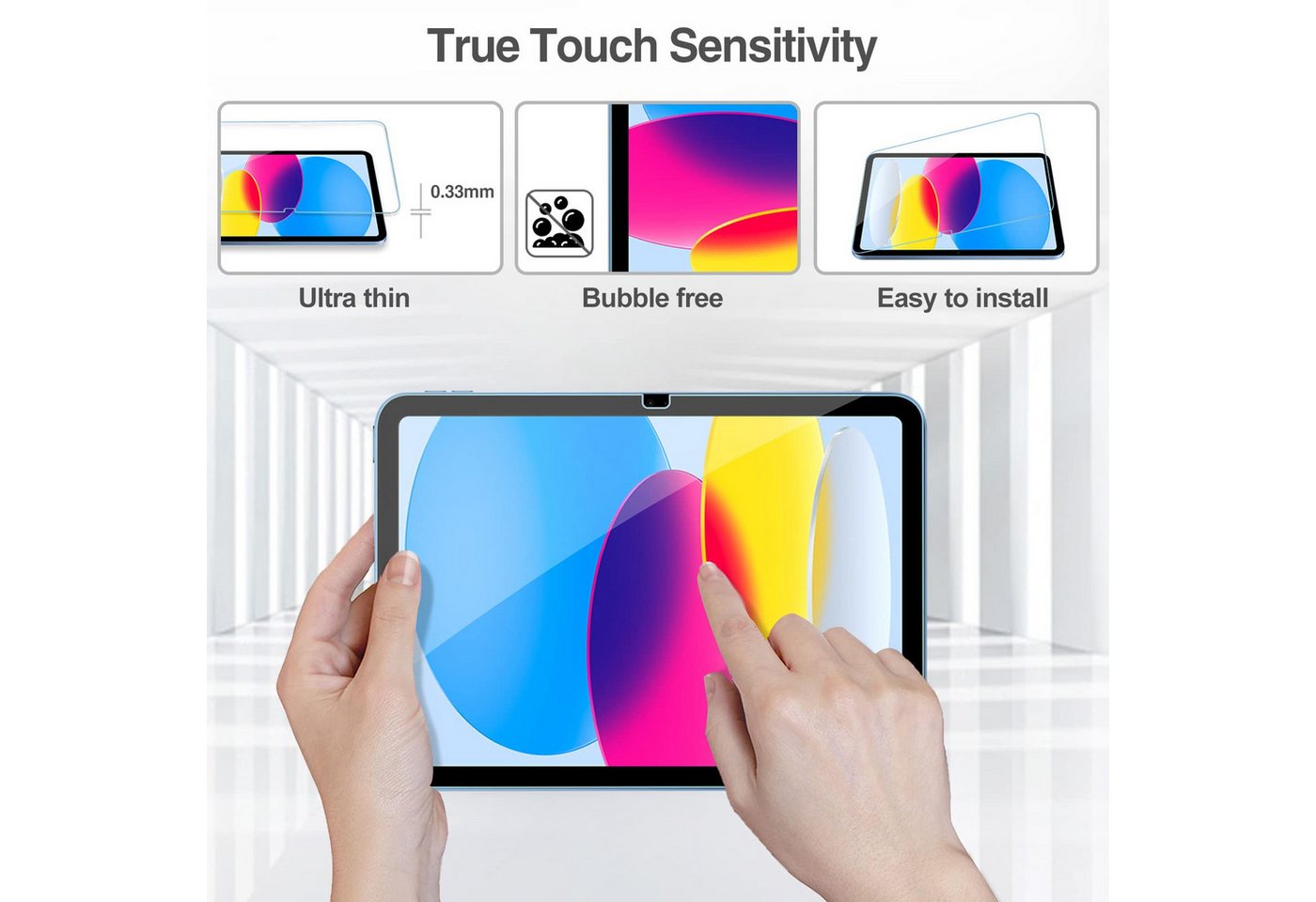 Toomoke Schutzfolie Panzerglas für iPad 10. Generation 2022, Displayschutz, (9H Härte 2.5D [Hohe Auflösung][Anti-Bläschen][Anti-Kratzen), Schutzfolie Kompatibel mit iPad 10. Generation 10,9 Zoll Bild 5