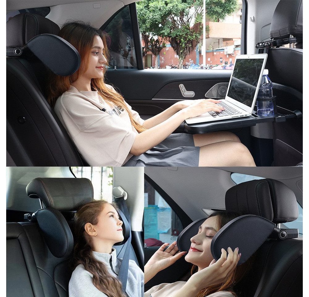 Toomoke Autokopfstütze 360° verstellbares Kopfstützenkissen mit Memory-Schaum, (Nackenstütze Auto für Kinder & Erwachsene, klappbar), Reisezubehör für Sitze mit 2 Kopfstützenstangen