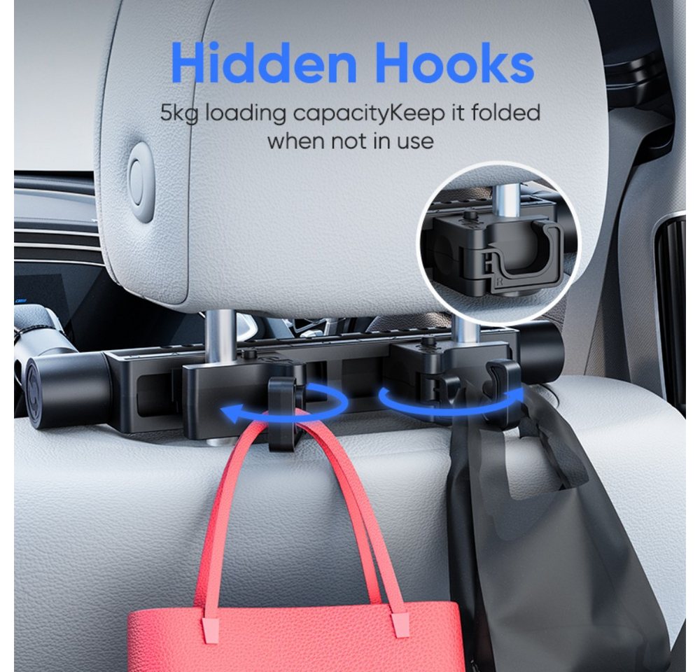 Toomoke Autokopfstütze 360° verstellbares Kopfstützenkissen mit Memory-Schaum, (Nackenstütze Auto für Kinder & Erwachsene, klappbar), Reisezubehör für Sitze mit 2 Kopfstützenstangen Bild 5