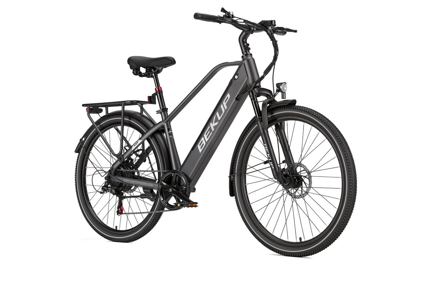 Vankel E-Bike Cityrad V2 250 W 26 Zoll mit 522 Wh Akku Herren u. Damen, 7 Gang Shimano Shimano Tourney TZ Schaltwerk, Kettenschaltung, Heckmotor, 522 Wh, (Komplettset, E-Bike inklusive Akku und Ladegerät), Für Pendelwege und Touren mit 7-Gang-Schaltung und Federgabel Bild 5