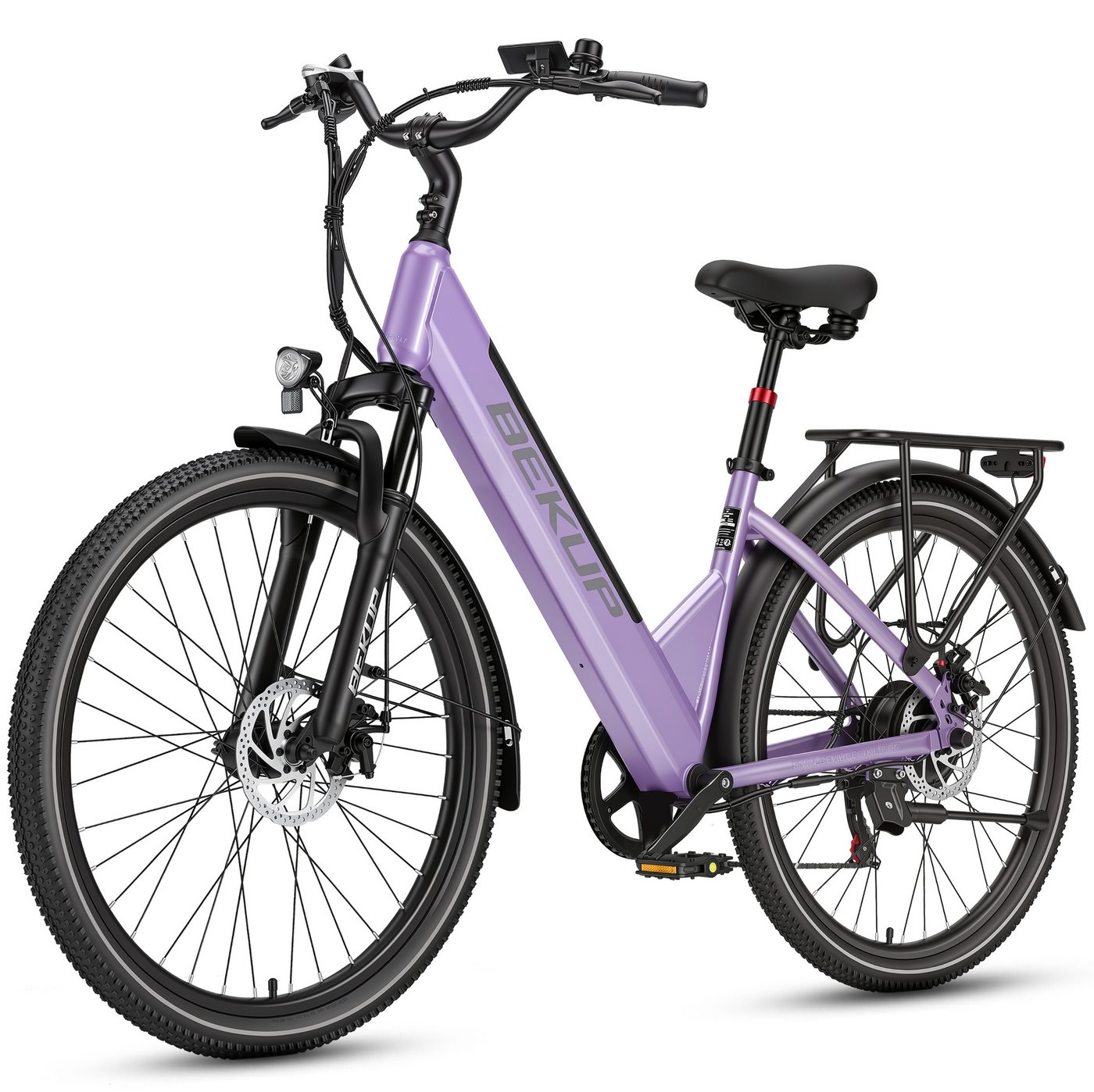 BEKUP E-Bike Cityrad Herren u. Damen 26 Zoll Fatbike mit 250 W Heckmotor bis zu 120 km, 7 Gang Shimano Shimano Tourney TZ Schaltwerk, Kettenschaltung, Heckmotor, 522 Wh, (Komplettset, E-Bike inklusive Akku und Ladegerät), Für lange Touren mit 45 Nm, Farbdisplay und Scheibenbremse Bild 2