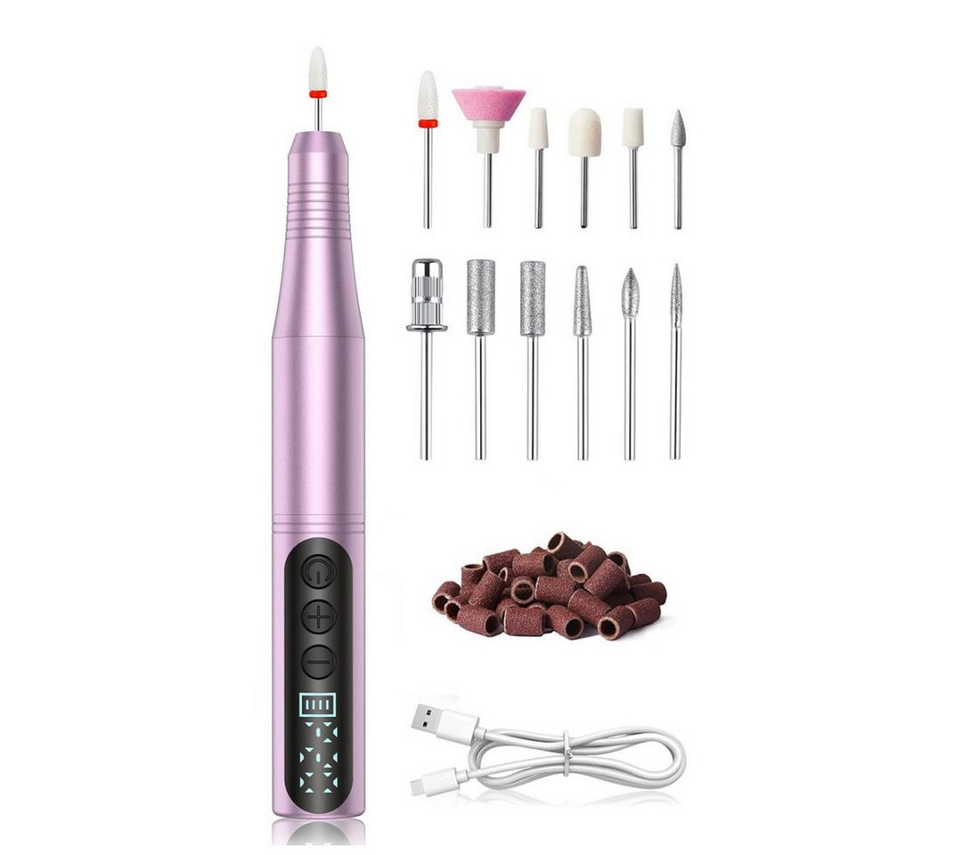 inschimmer Maniküre-Pediküre-Set Elektrische Nagelfräser mit LCD-Display 12 in 1 Kabellose Nagelfeile