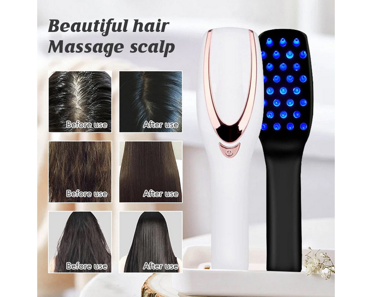 Toomoke Elektrohaarbürste Elektrische Kopfhaut Massage Bürste,3 in 1 Phototherapie-Massage-Kamm, Reduzieren Sie Haarausfall Haarpflege