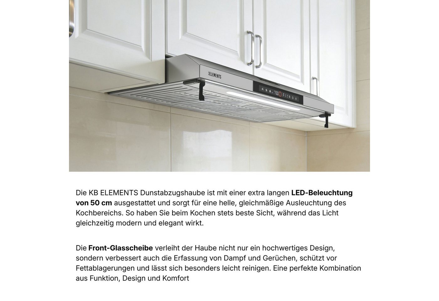 KB Elements Unterbauhaube Doppelter motor 2 x 80 Watt, 650 m³/h Absaugleistung Doppelter motor, Touch / Gestensteuerung Bild 4