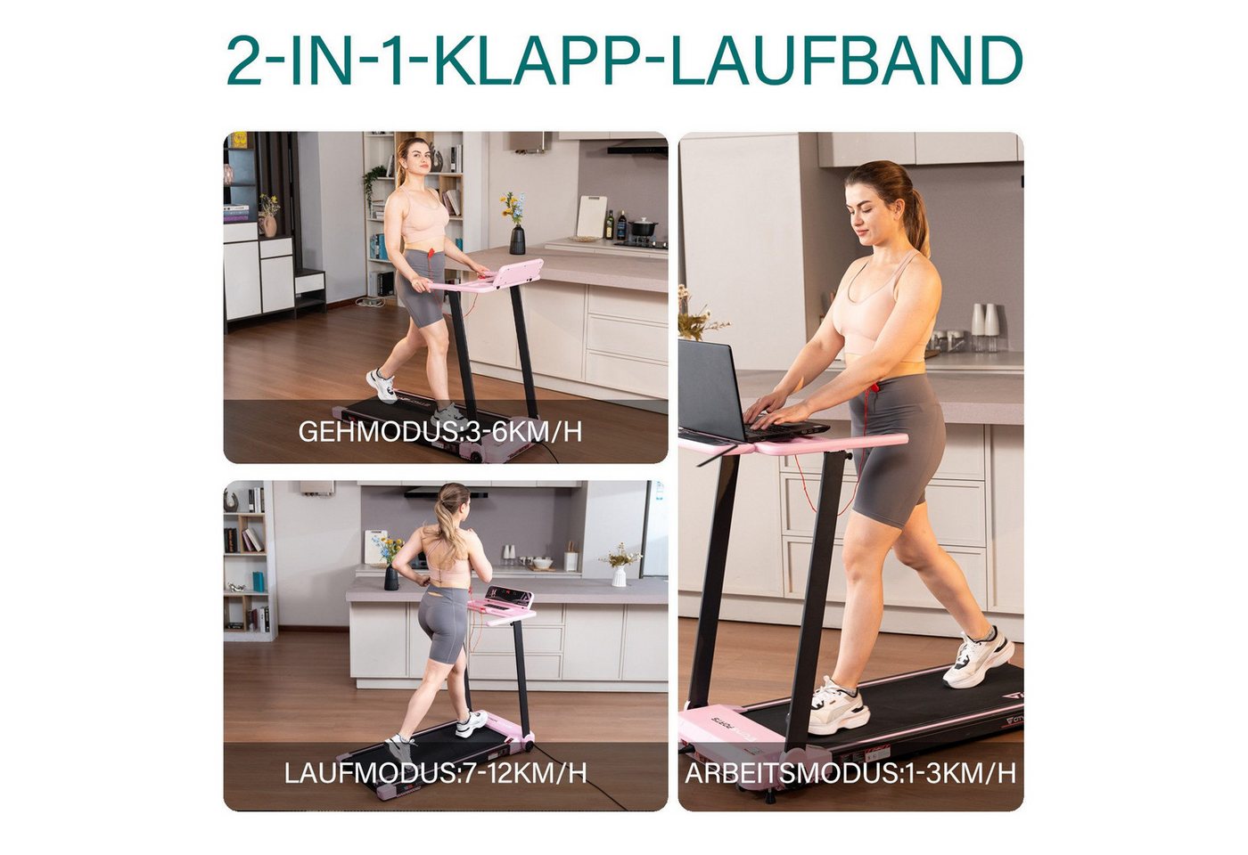 CITYSPORTS Laufband WP9 für Zuhause, 1400 W, 1–12 km/h, klappbar, mit manueller Steigung (Mit toolkit, Schmiermittel), App & Bluetooth, 102 × 40 cm Lauffläche, bis 120 kg Bild 3