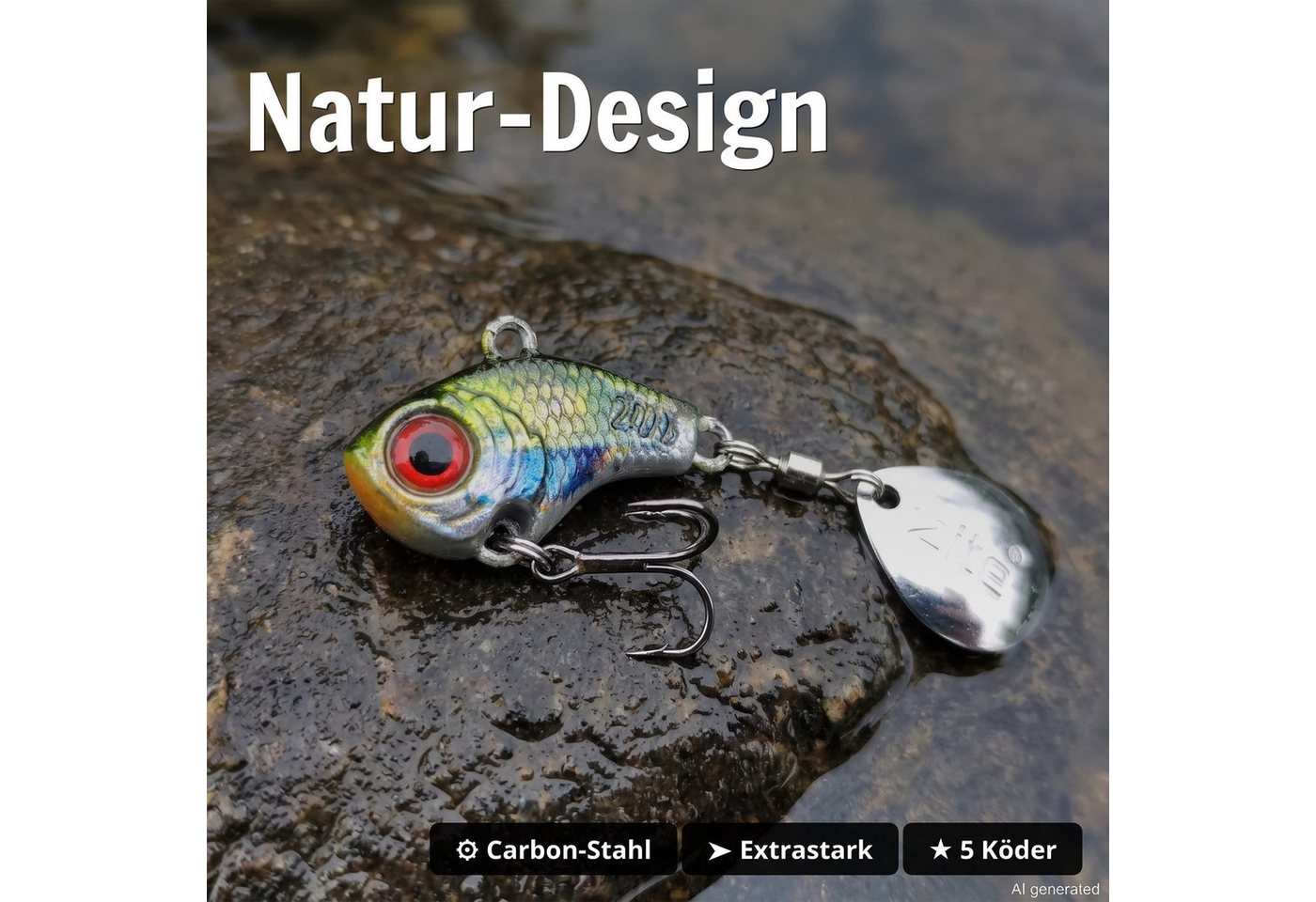 Zite Kunstköder Jigspinner Set Natur S-L 5-20g 5 Farben Barsch Forelle Hecht Zander Bild 5