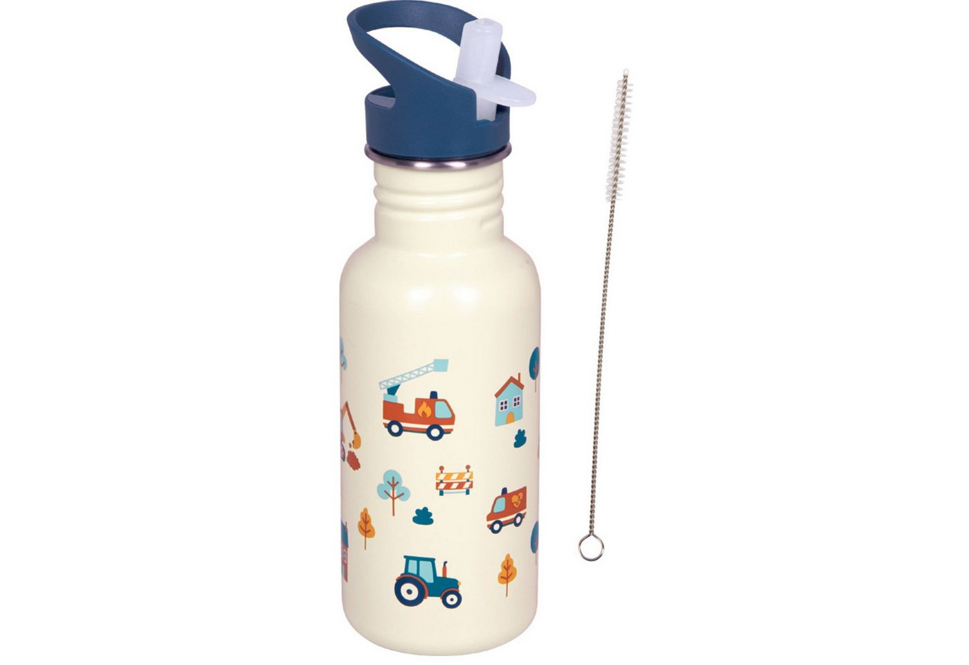 COPPENRATH DIE SPIEGELBURG Trinkflasche Edelstahlflasche „Fahrzeuge “ 0,5 l Trinkflasche mit Reinigungsbürste, Leicht zu öffnender Deckel Bild 4