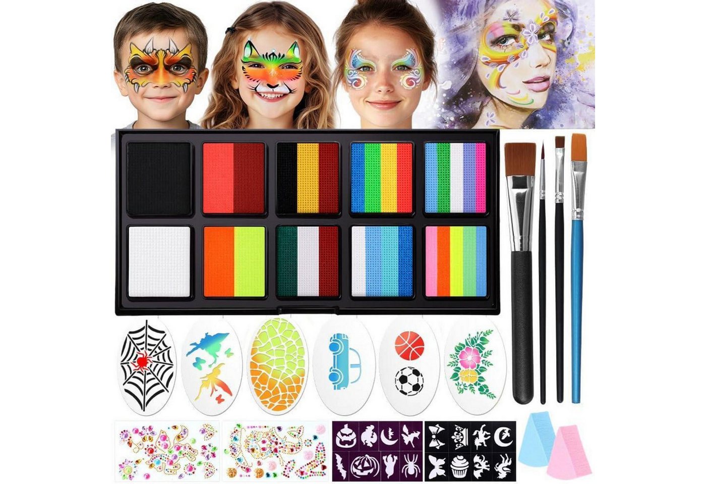 LuxusKollektion Theaterschminke Kinderschminke Gesichtsfarbe Wasserbasis Facepaint Regenbogenfarben Bild 2