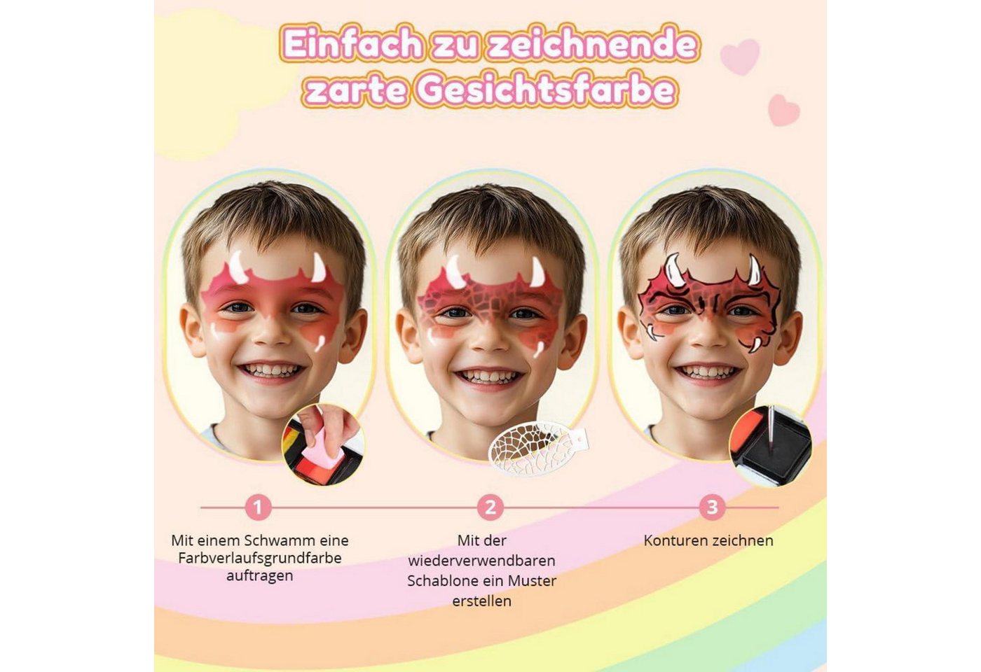 LuxusKollektion Theaterschminke Kinderschminke Gesichtsfarbe Wasserbasis Facepaint Regenbogenfarben Bild 3