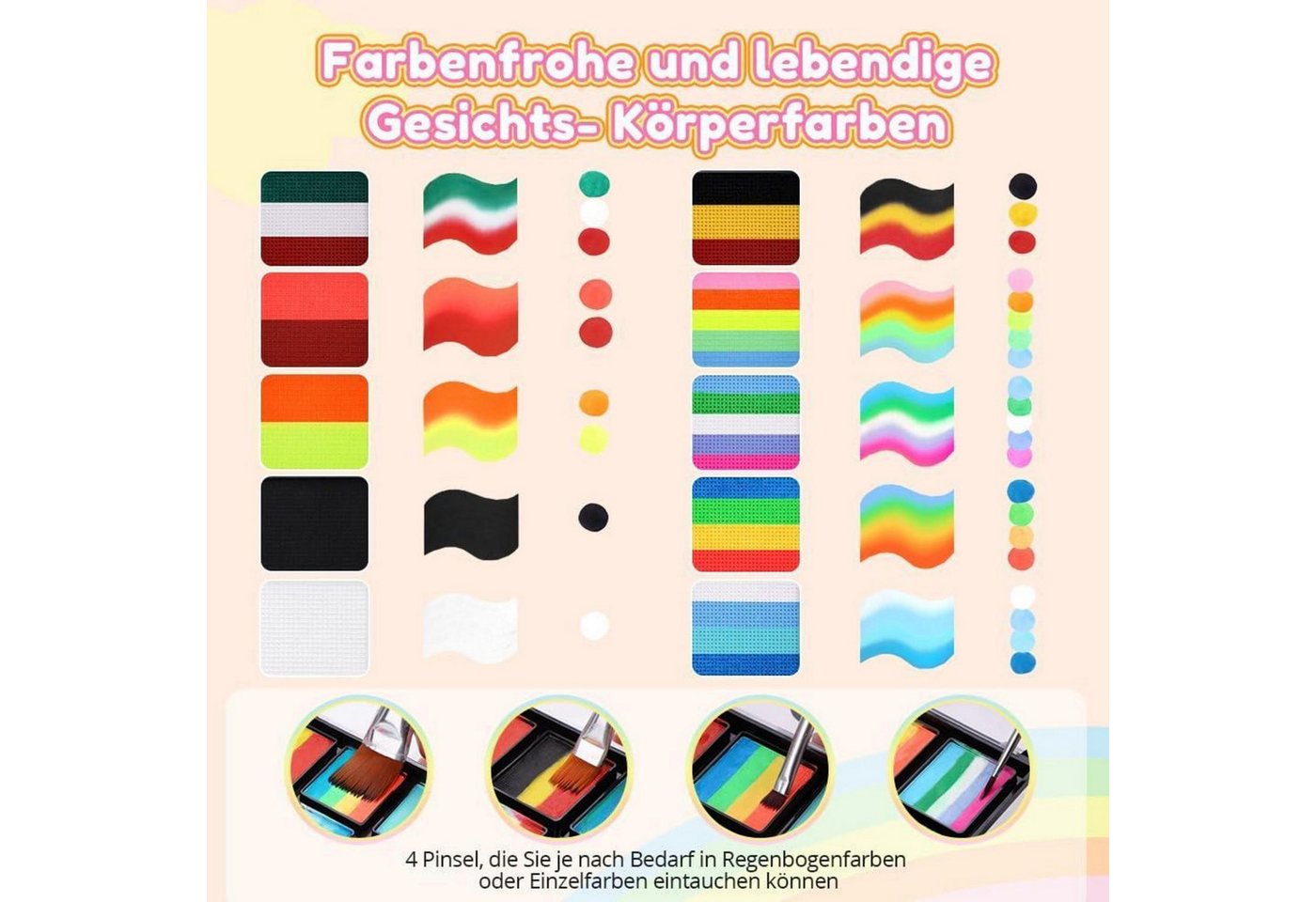 LuxusKollektion Theaterschminke Kinderschminke Gesichtsfarbe Wasserbasis Facepaint Regenbogenfarben Bild 4