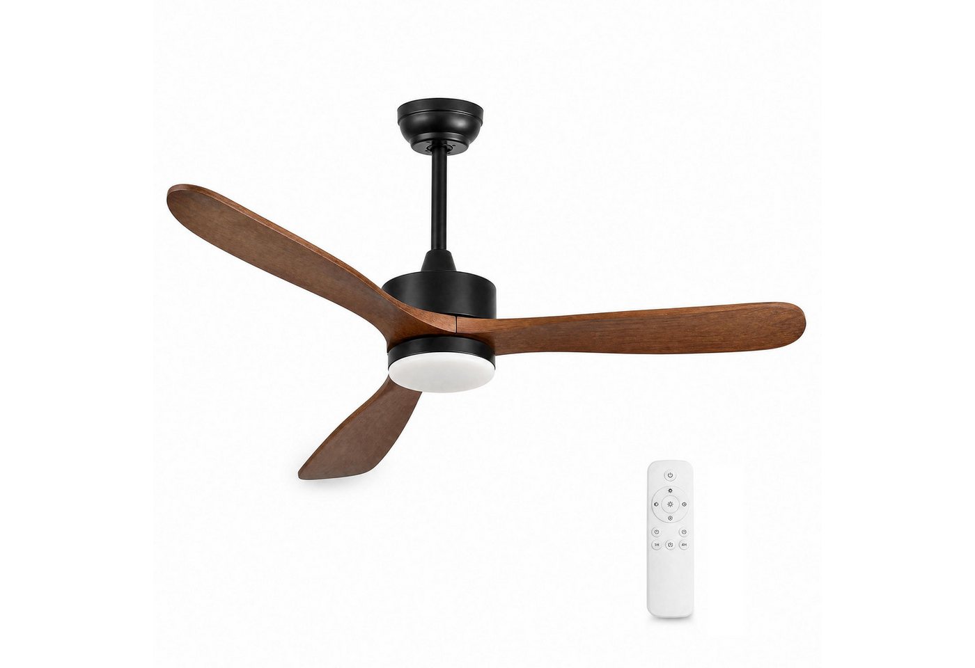 GarveeMore Deckenventilator mit LED Licht & Fernbedienung & 3 Flügel für Indoor, leise, Holzoptik, 132 cm, DC Motor, 6 Geschwindigkeiten, 3 Lichtfarben, dimmbar Bild 4