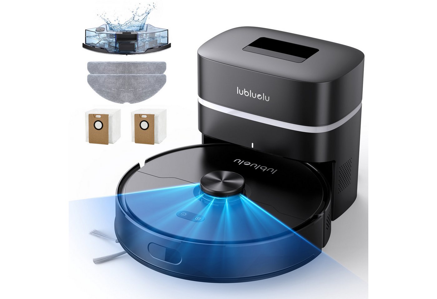 lubluelu Saugroboter L50 MAX mit Wischfunktion Sauger und Wisch Staubsauger 7500pa, 400 W, mit Beutel, Haarschneide-Anti-Verfilzungs-Technologie der Hauptbürste