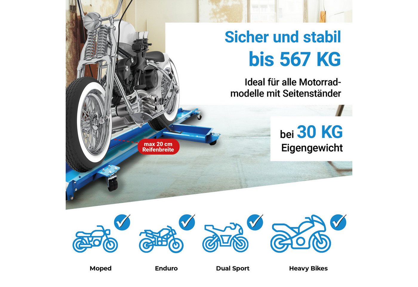 Bituxx Motorradheber Bituxx Motorrad Rangierhilfe Blau, MS-19535 Bild 4