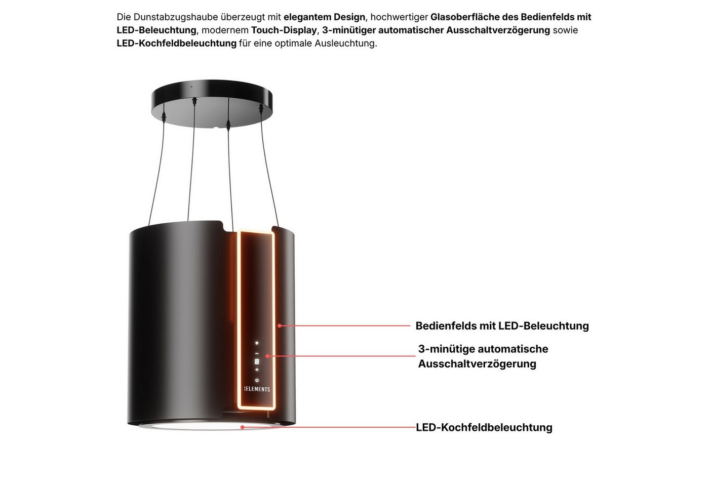 KB Elements Inselhaube mit Fernbedienung, 1000 m³/h Fernbedienung, 1000 m³/h Saugleistung Bild 3
