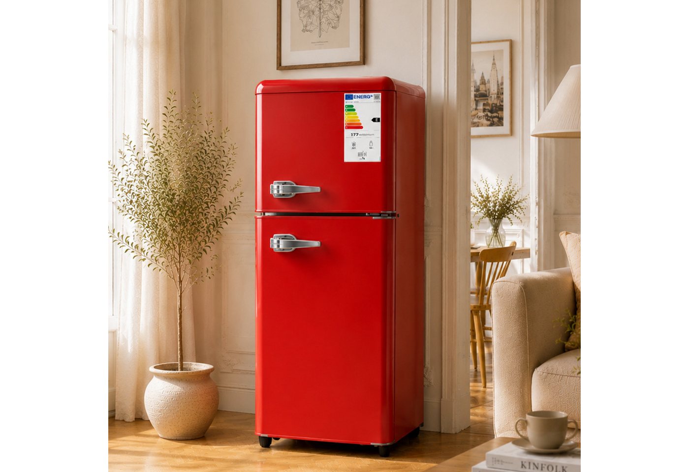 Blossom Kühlschrank 112L BCD-112R, 114.5 cm hoch, 41 cm breit, 7 Temperaturstufen LED für Küche Büro Wohnzimmer Bild 5