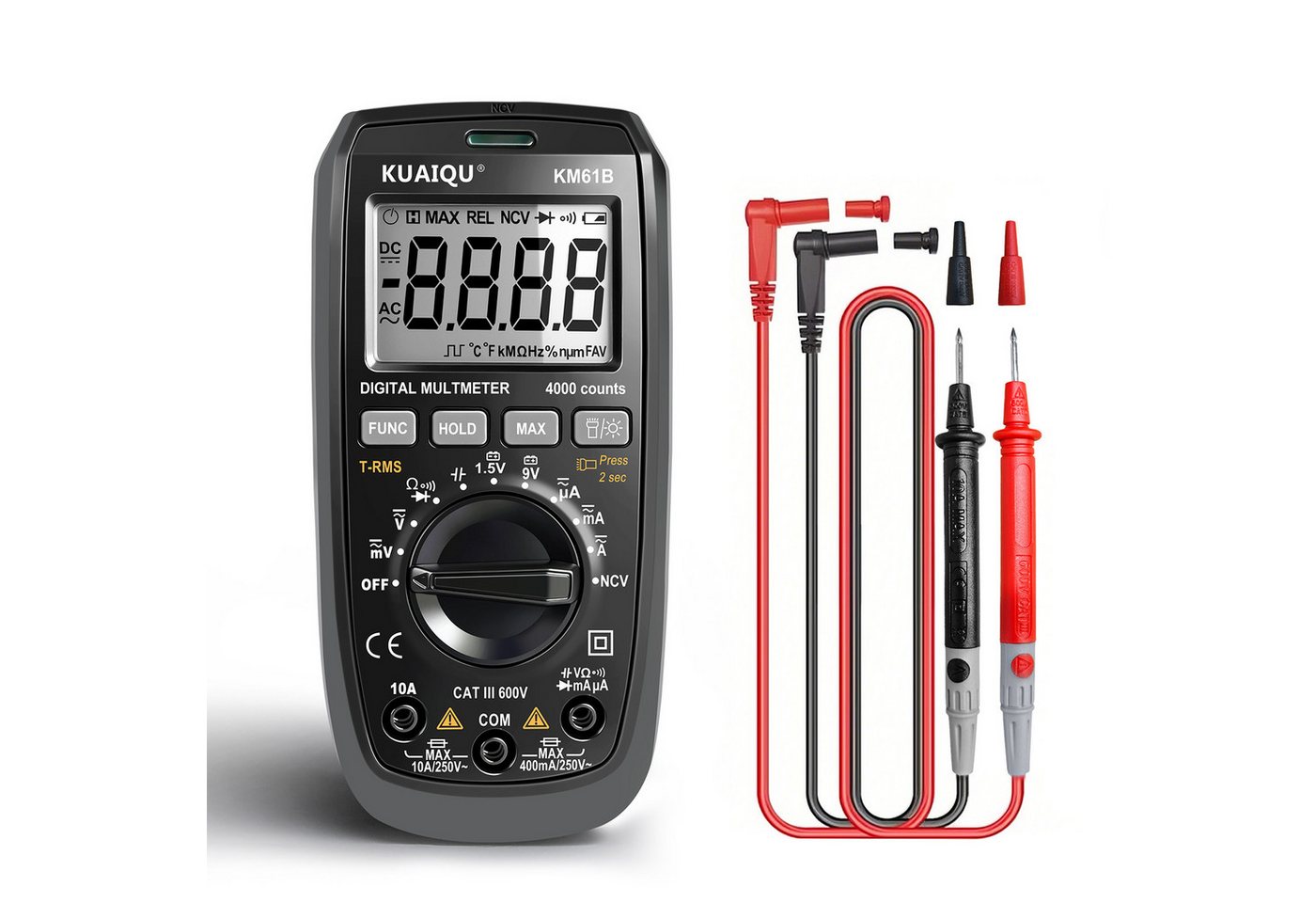 BBWL Multimeter 600V AC/DC mit NCV, LED-Taschenlampe und LCD-HOLD, für sichere Elektrodiagnose im Haushalt Bild 3