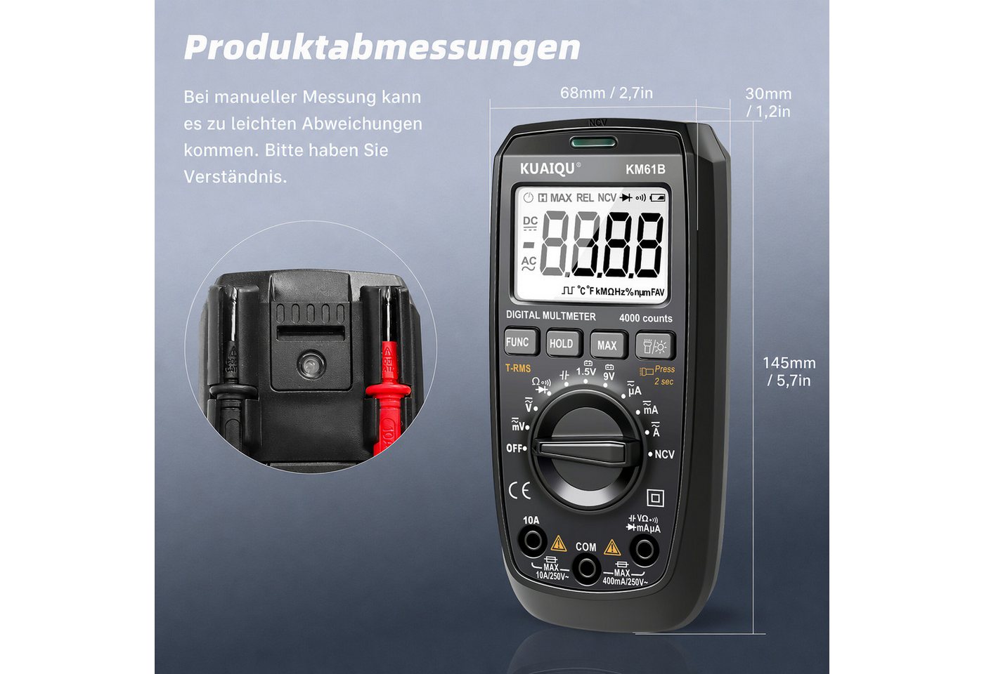 BBWL Multimeter 600V AC/DC mit NCV, LED-Taschenlampe und LCD-HOLD, für sichere Elektrodiagnose im Haushalt Bild 4