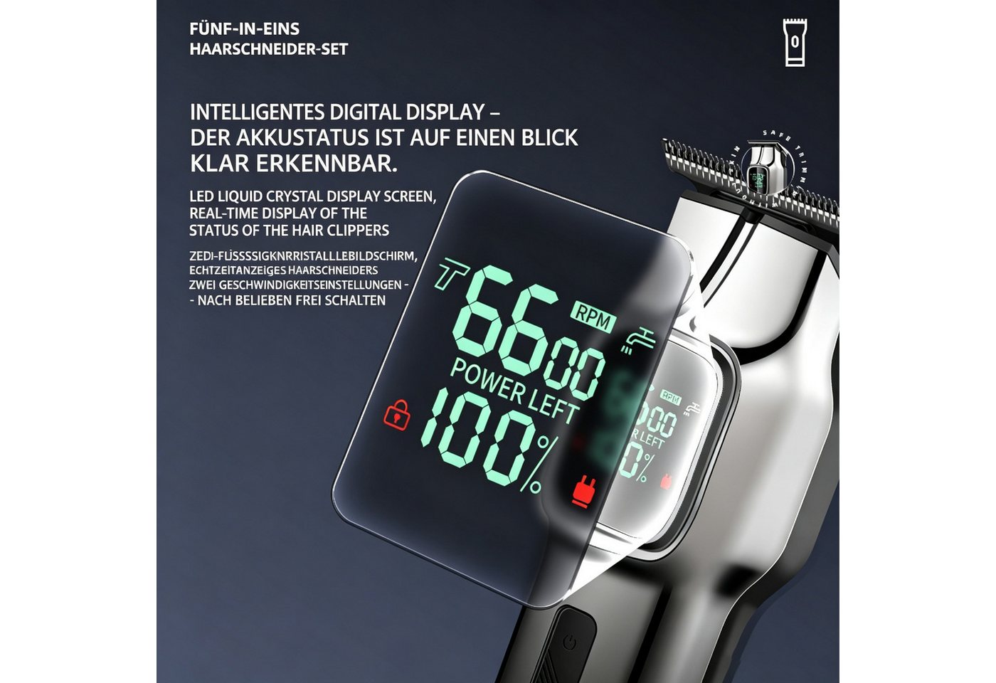 Toomoke Haarschneider Haar- und Bartschneider 5-in-1 Haarschneidemaschine für Herren, Wird mit einer Basis und 4 Begrenzungskämmen geliefert, Haarschneider Haarschneidemaschine Profi Set 5-in-1 Barttrimmer Herren