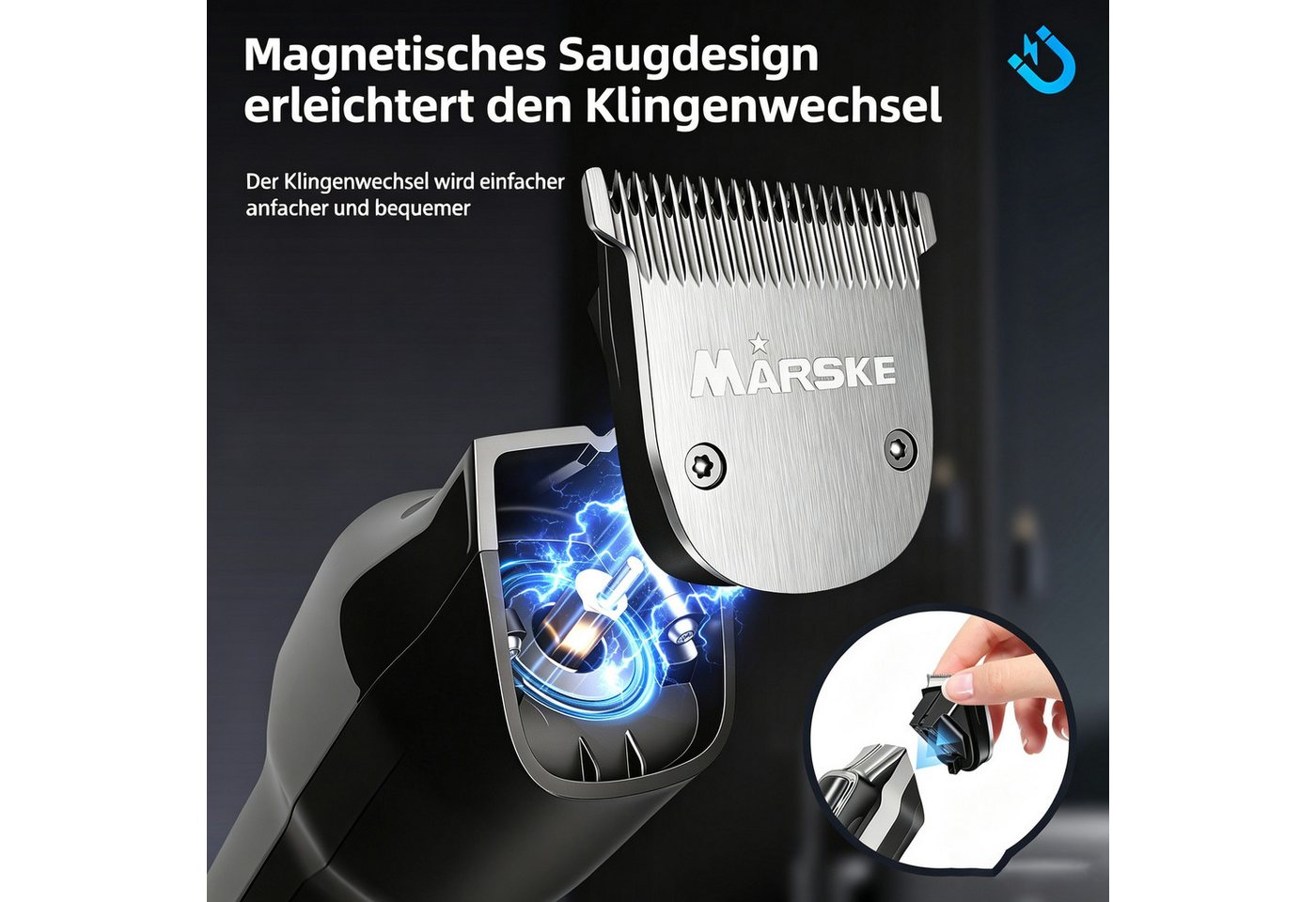 Toomoke Haarschneider Haar- und Bartschneider 5-in-1 Haarschneidemaschine für Herren, Wird mit einer Basis und 4 Begrenzungskämmen geliefert, Haarschneider Haarschneidemaschine Profi Set 5-in-1 Barttrimmer Herren Bild 4