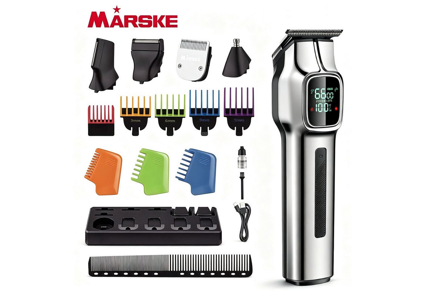 Toomoke Haarschneider Haar- und Bartschneider 5-in-1 Haarschneidemaschine für Herren, Wird mit einer Basis und 4 Begrenzungskämmen geliefert, Haarschneider Haarschneidemaschine Profi Set 5-in-1 Barttrimmer Herren Bild 5