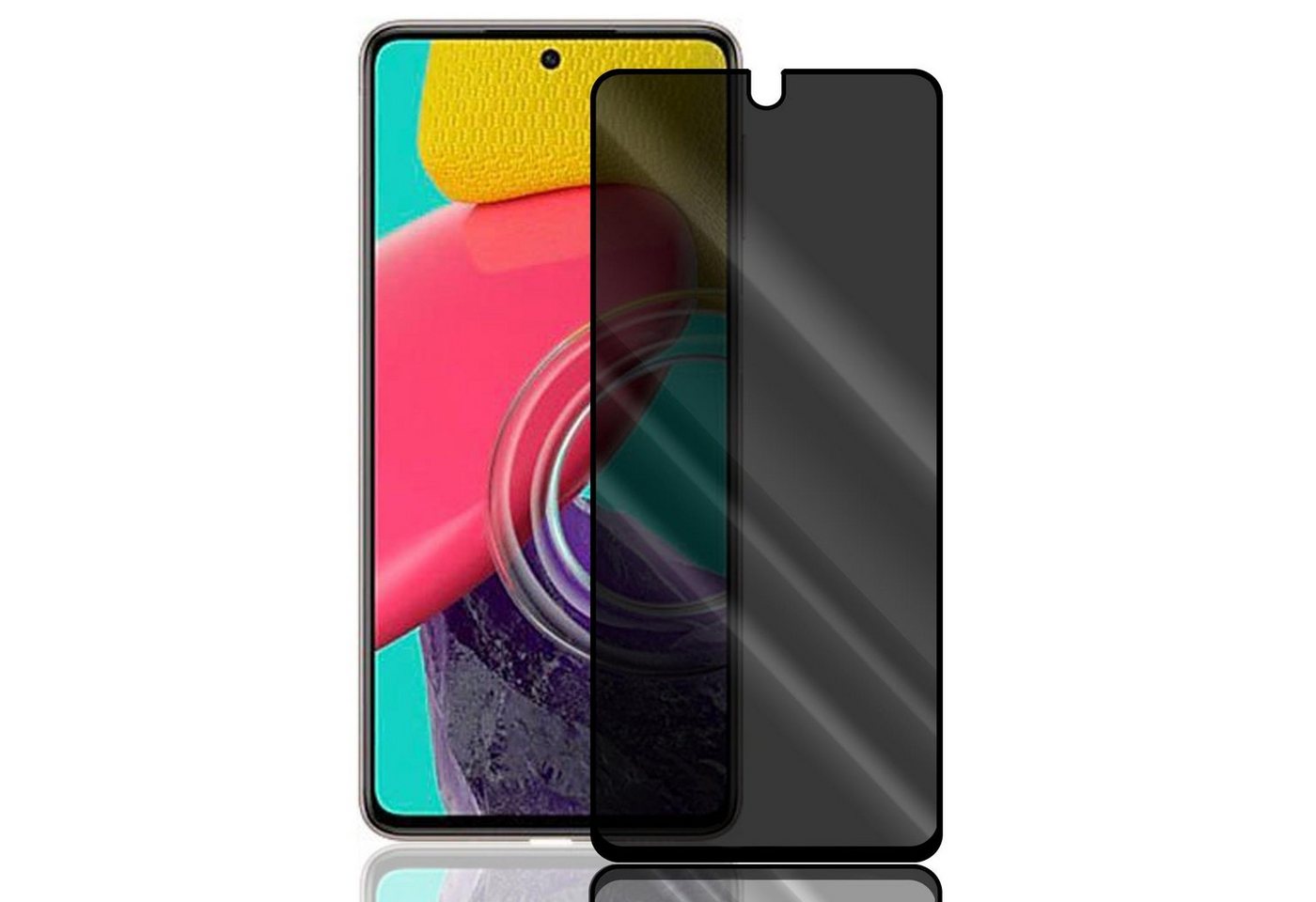 Numerva Schutzfolie Panzerfolie Echt Glas für Samsung Galaxy M53 5G, (1x Schutzfolie 2x Reinigungstücher), Anti Spy Schutzfolie Blickschutz Glasfolie Sichtschutzfolie Bild 4