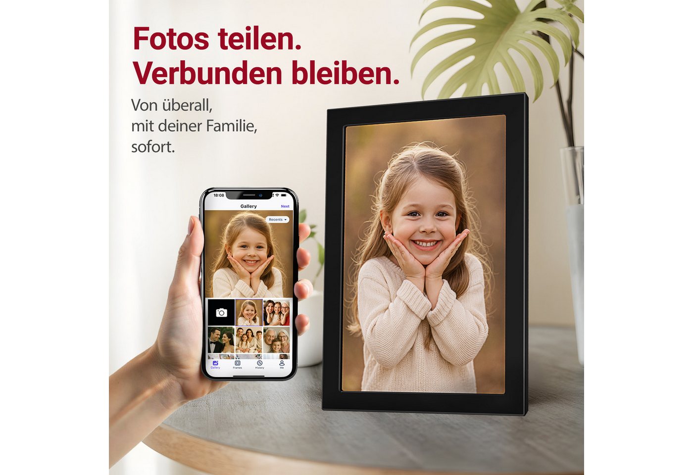 Xoro CPF 10CF -11CF Smartes Display für Foto‑ und Videowiedergabe Digitaler Bilderrahmen (27,94 cm/11 ", 1280 × 800 Pixel, 16 GB, Intuitive Bedienung mit automatischer Bildrotation und App‑Steuerung)