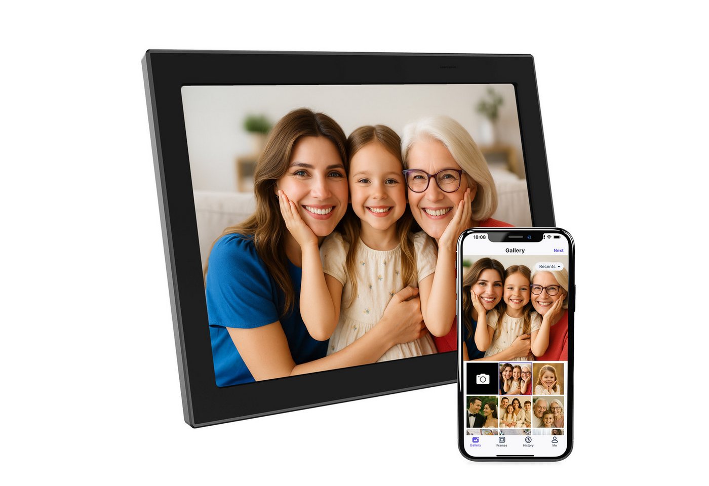 Xoro CPF 10CF -11CF Smartes Display für Foto‑ und Videowiedergabe Digitaler Bilderrahmen (27,94 cm/11 ", 1280 × 800 Pixel, 16 GB, Intuitive Bedienung mit automatischer Bildrotation und App‑Steuerung) Bild 2