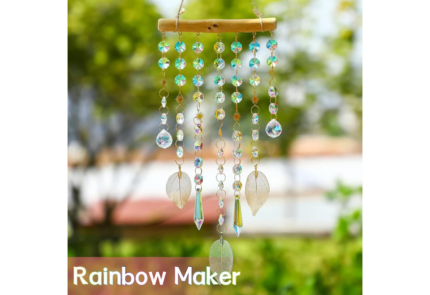 FOUORTUNATE-BEE Windspiel Regenbogen Suncatcher Kristall Anhänger Fensterdeko für Garten Deko, Kristall Sonnenfänger für Fenster, Balkon, Auto und Wohnraum Deko